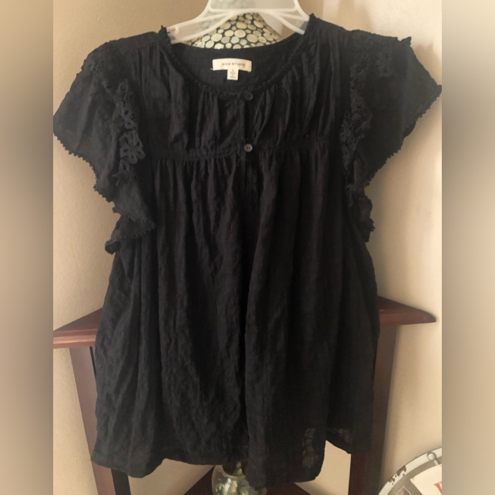 Max Studio Flutter Sleeve Top - Picture 2 of 3